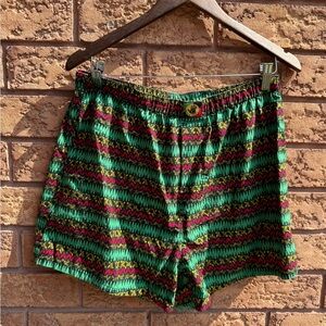 ▪️ 4/$25- Vintage 90s Body Glove Rasta Geometric All Over Print Lounge Shorts‎